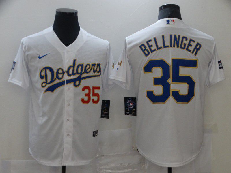 Men Los Angeles Dodgers 35 Bellinger White Game 2021 Nike MLB Jersey1